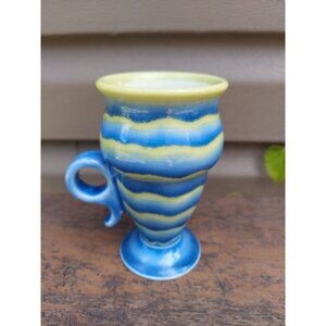 Eric Van Eimeren Pottery Footed Mug Blue & Green Helena, MT